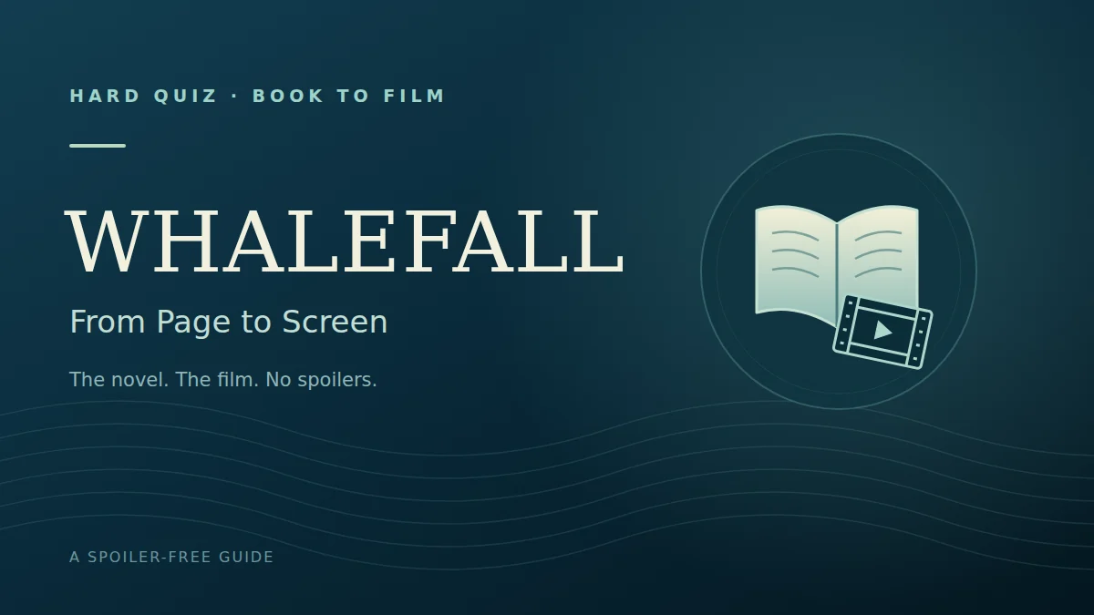 Original blue ocean-themed illustration with an open book, a filmstrip and the words Whalefall: From Page to Screen